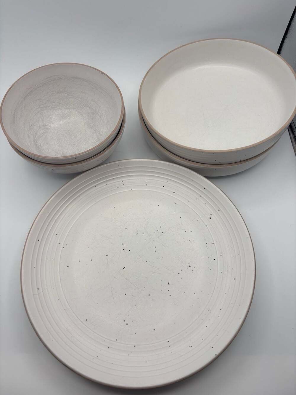 Stone + Lain Lauren Speckled White Stoneware Dinnerware Set - 2 settings